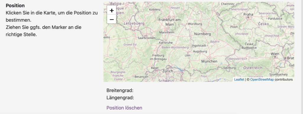 Karte von Deutschland mit Städtebeschriftungen und Positionierung.